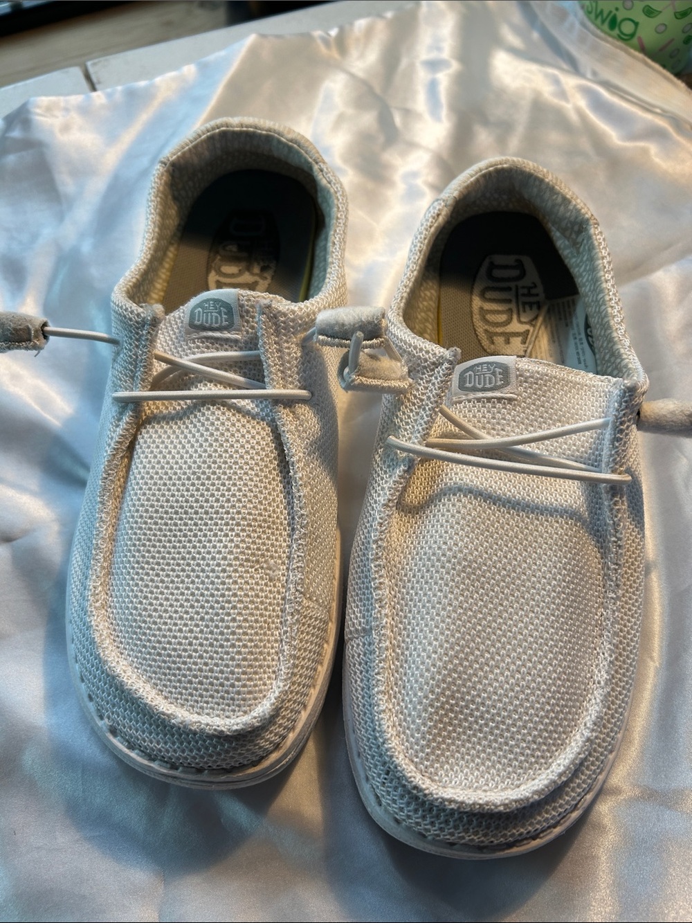 Hey Dude Women Slip-On Knit Loafers in white